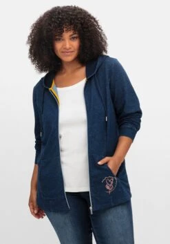 Sheego Sweatjacke Mit Kapuze, Im Denim-Look