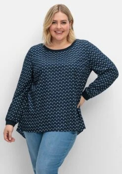 Sheego Tunika Mit Minimal-Alloverprint, Aus Twill