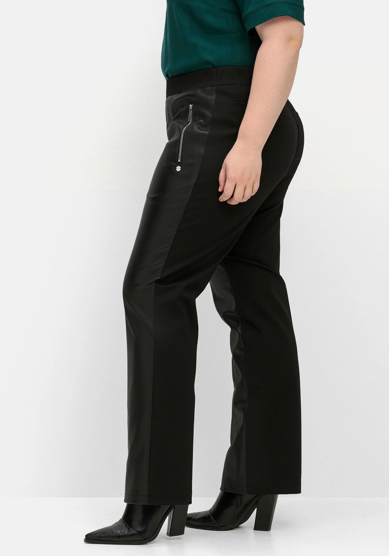 Sheego Gerade Hose Mit Stretchbund, Im Materialmix 4 Sheego Gerade Hose Mit Stretchbund, Im Materialmix – Bild 2