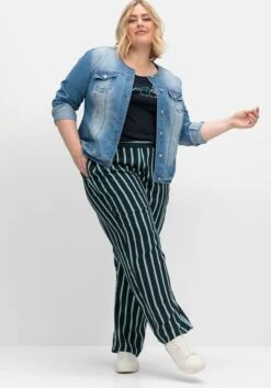 Sheego Gestreifte Hose Mit Gummibund, Fließende Qualität 13 Sheego Gestreifte Hose Mit Gummibund, Fließende Qualität -Sheego Verkaufsgeschäft 15010502038 04UAE 02 SH