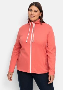Sheego Sweatjacke Mit Stehkragen Und Kontrastdetails