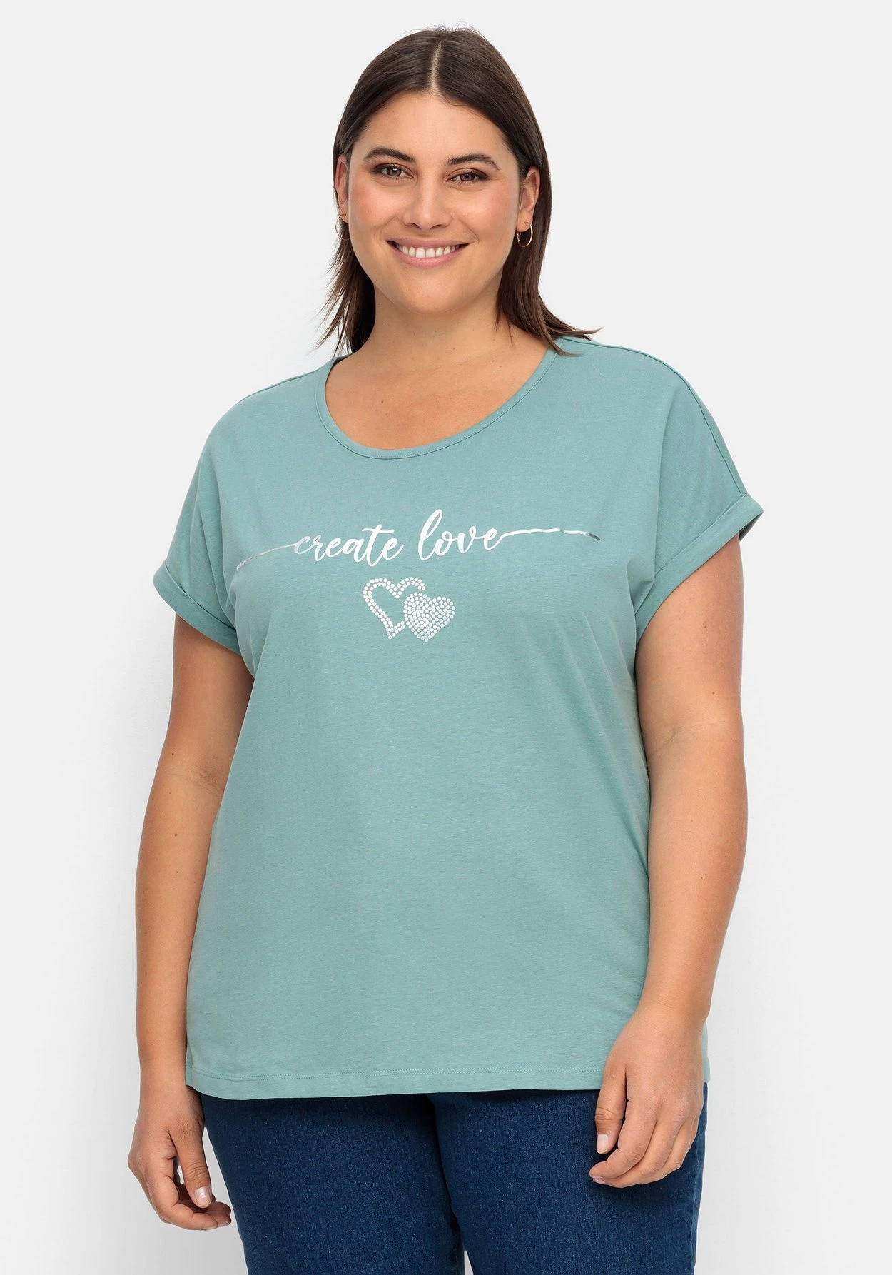 Sheego Jerseyshirt Mit Glitzer-Frontprint 3 Sheego Jerseyshirt Mit Glitzer-Frontprint