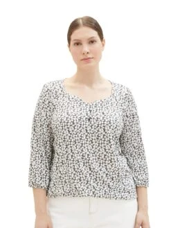 3/4-Arm-Shirt Mit Alloverdruck Und Saumgummizug