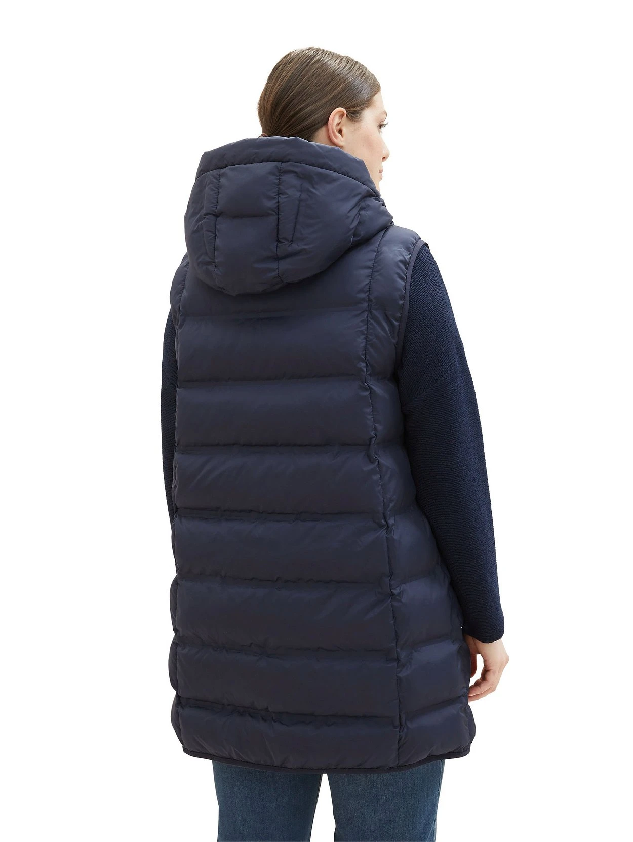 Lange Steppweste Mit Kapuze, In Leichter Qualität 4 Lange Steppweste Mit Kapuze, In Leichter Qualität – Bild 2