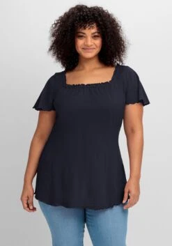 Jerseyshirt Mit Gerüschtem Karree-Ausschnitt