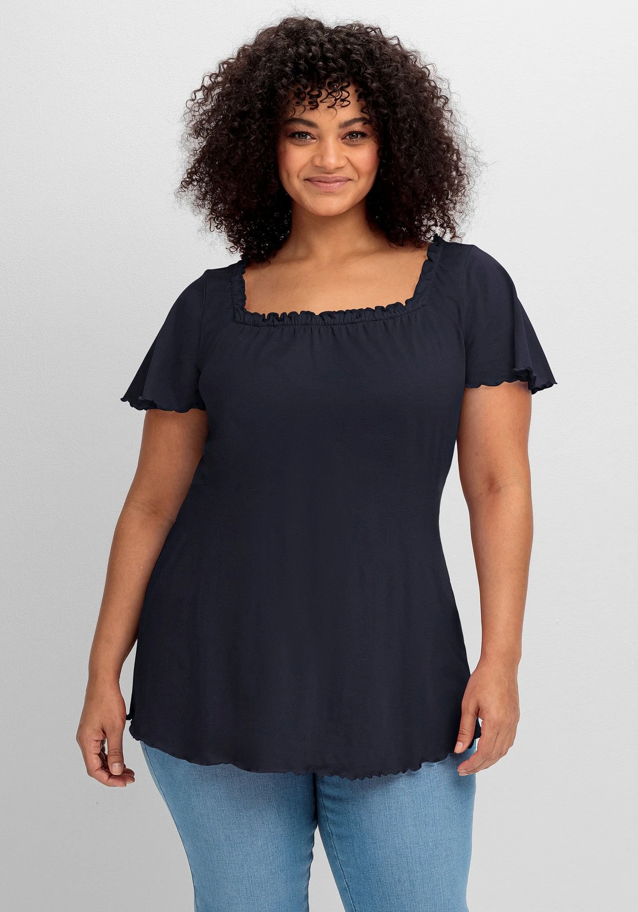 Jerseyshirt Mit Gerüschtem Karree-Ausschnitt 3 Jerseyshirt Mit Gerüschtem Karree-Ausschnitt